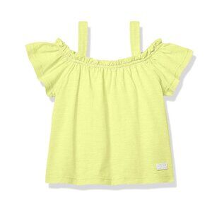 7 For All Mankind Girl's Sunny Yellow Cold Shoulder Shirred Tee Size Large NWT